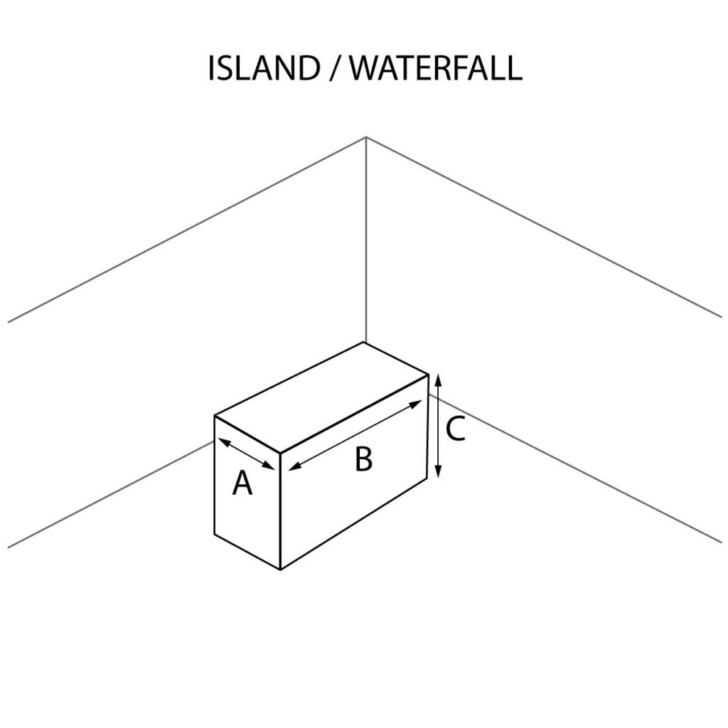 Island countertop with optional waterfall